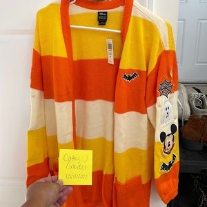 NWT Hot Topic Exclusive Halloween Disney Candy Corn cardigan